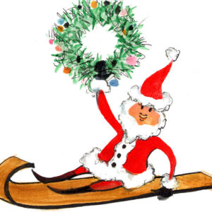 Sledding Santa Giclée
